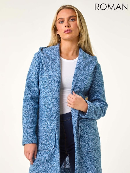 Roman Blue Petite Hooded Edge to Edge Coatigan (AL7050) | €78