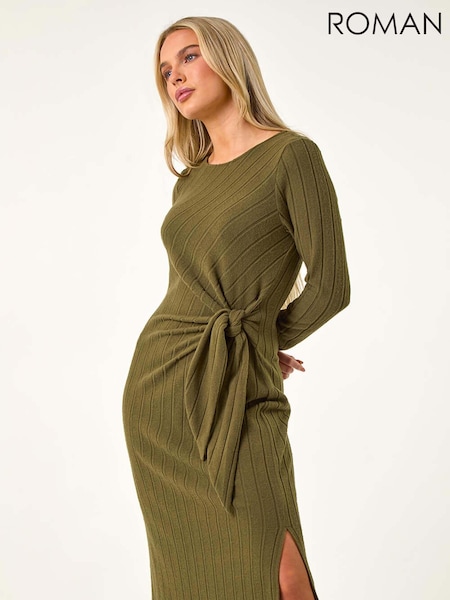 Roman Green Petite Brushed Tie Waist Stretch Midi Dress (AL7061) | €60