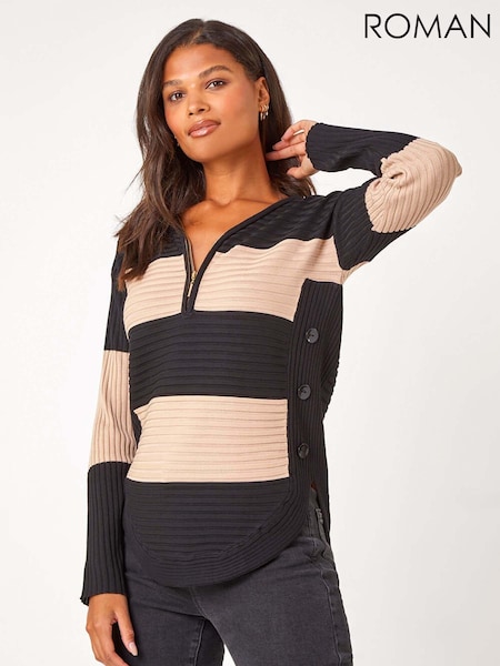 Roman Natural Cotton Blend Stripe Knit Jumper (AL7067) | ₪251