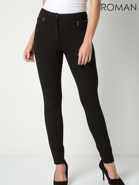 Roman Straight Leg Zip Detail Ponte Trousers (AL7070) | €42