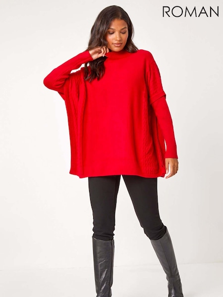 Roman Red High Neck Longline Knit Jumper (AL7093) | 2,403 UAH