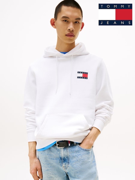 Tommy Jeans White Essential Flag Hoodies (AL7188) | R$ 690