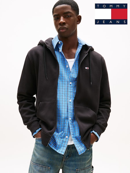 Черный - Tommy Jeans Grey Flag Zip Up Hoodies (AL7190) | €93