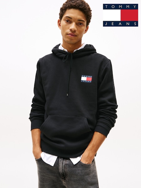 Tommy Jeans Black Essential Flag Hoodies (AL7192) | R$ 690