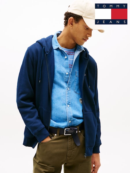 Tommy Jeans Blue Grey Flag Zip Up Hoodies (AL7193) | €99