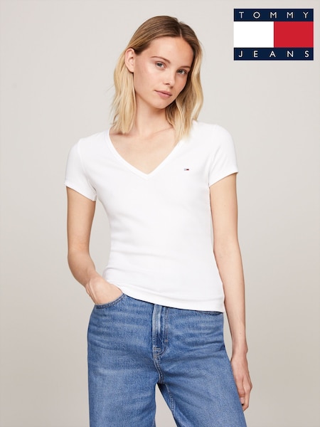 Tommy Jeans White Slim Essential T-Shirt (AL7195) | €40