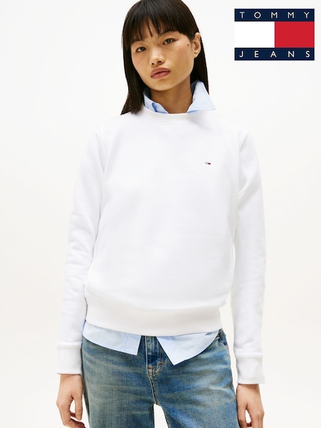 Tommy Jeans White Flag Crew Jumper (AL7202) | ₪277
