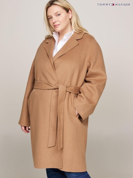 Tommy Hilfiger Brown Wool Belted Coat (AL7208) | €122