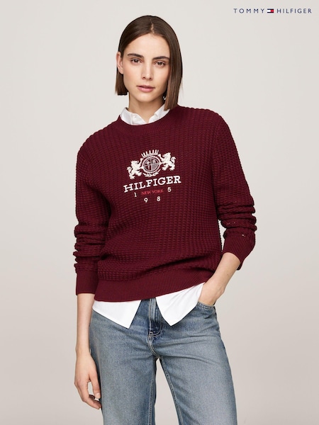 Tommy Hilfiger 100% Organic Cotton Varsity Crest Jumper (AL7214) | 501 LEI