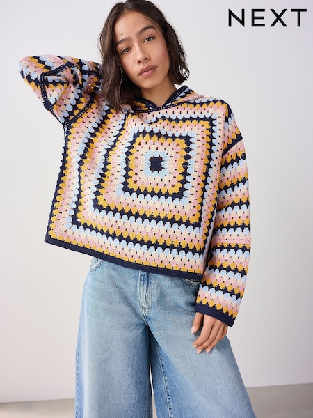 Bright Multi Square Crochet Hoodie (AL7218) | €62.50