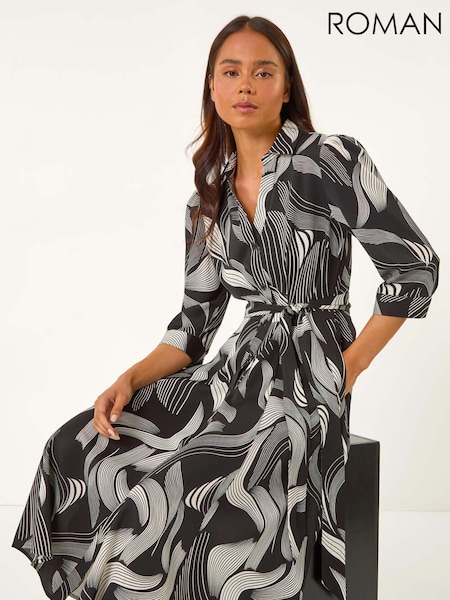 Roman Petite Graphic Belt Detail Midi Shirt Dress (AL7252) | 75 €