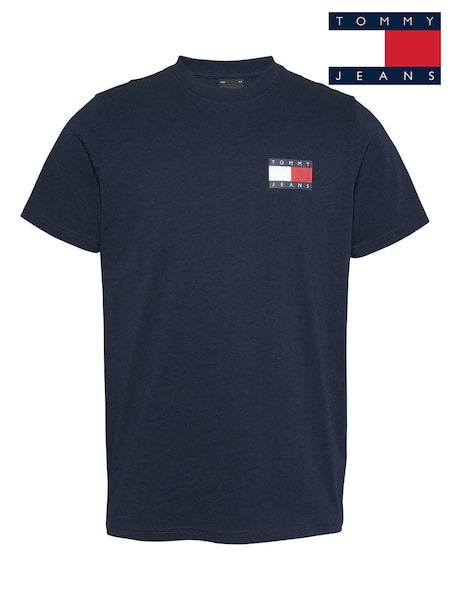 Albastru - Tricou Tommy Jeans Slim 100% bumbac esențial cu steag (AL7360) | 223 LEI
