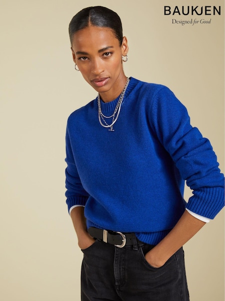 Baukjen Blue Zucca Wool Blend Crew Neck Jumper (AL7390) | 515 LEI