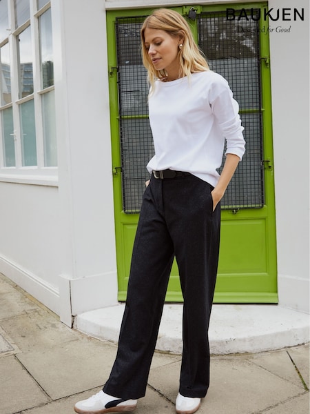 Baukjen Blue Gwynnie Wool Blend Wide Leg Trousers (AL7391) | 1,110 LEI
