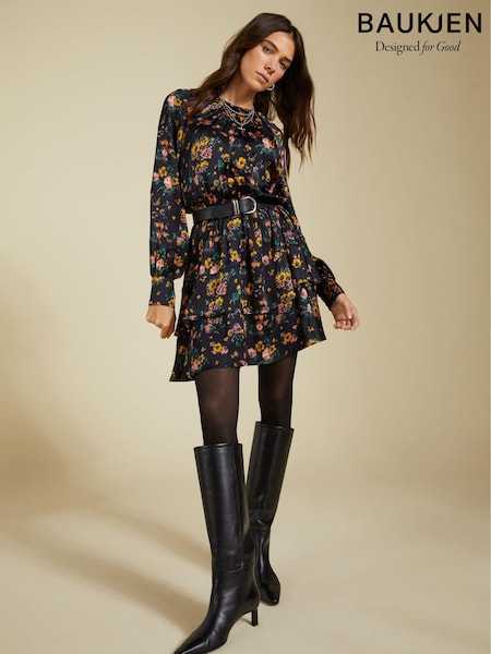 Baukjen Mini Isolde Printed Black Dress (AL7397) | €112