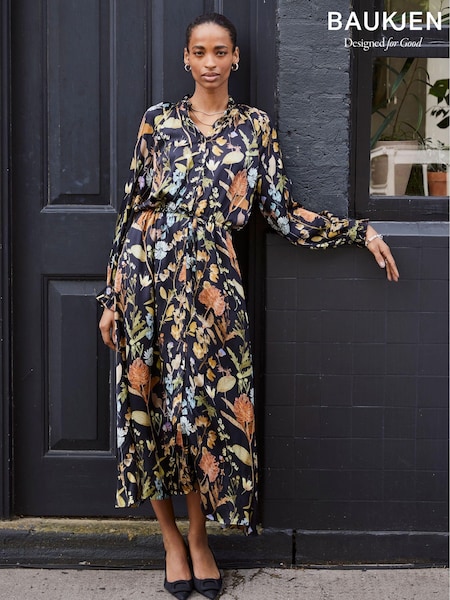 Baukjen Luna Printed Long Black Shirt Dress (AL7398) | ‏1,001‏₪