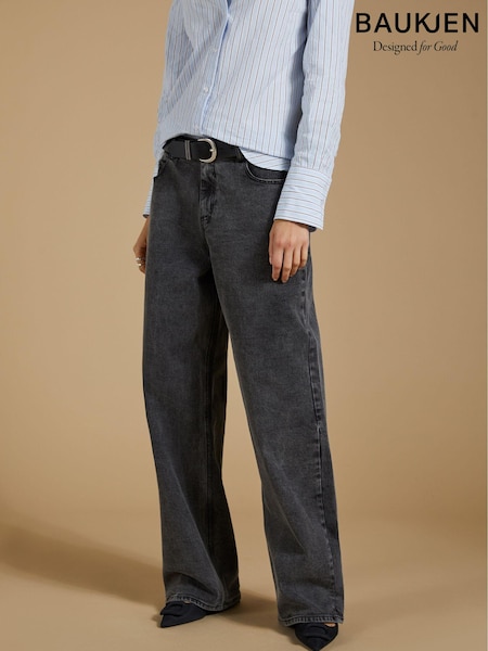 Baukjen Grey Stretch Cotton Wide Leg Slouch Jeans (AL7410) | €79