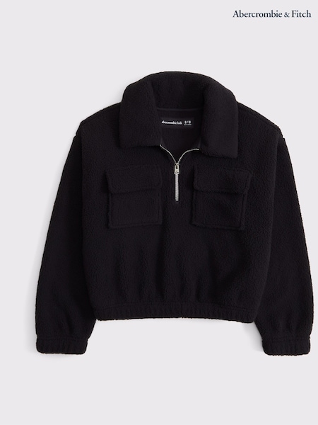 Abercrombie & Fitch Sherpa Black Fleece Quauter Zip Fleece Jumper (AL7423) | €60 - €63