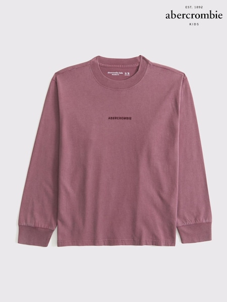 Violet - Abercrombie & Fitch Embroidered Logo Mânecă lungă 100% Cotton Top (AL7425) | 104 LEI - 114 LEI