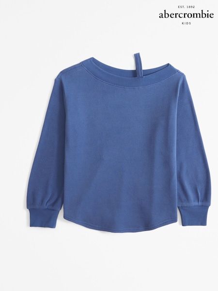Albastru - Pulover lung tricotat Abercrombie & Fitch cu mâneci balon (AL7435) | 104 LEI - 114 LEI