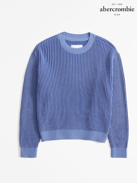 Abercrombie & Fitch Blue Pleated Crew Neck Jumper (AL7446) | 203 LEI - 213 LEI