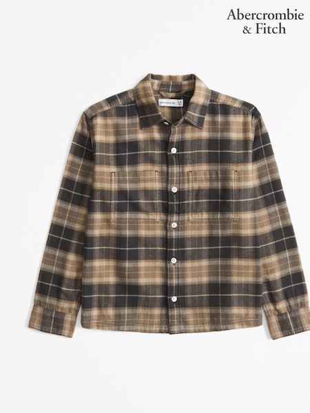 Negru - Abercrombie & Fitch flanel de bumbac cu croi lejer 100% Carouri Cămăși (AL7447) | 139 LEI - 147 LEI