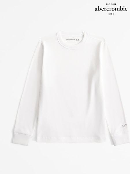 Abercrombie & Fitch Cream Ribbed Long Sleeve CreamTop (AL7450) | €10 - €11