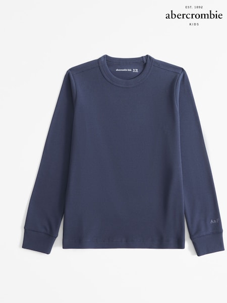 Abercrombie & Fitch Blue Ribbed Long Sleeve Top (AL7452) | AED58 - AED64