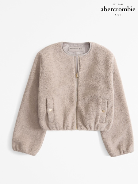 لون طبيعي - Abercrombie & Fitch Sherpa Fleece Collarless Shacket (AL7461) | ‏163 د.إ.‏ - ‏ 169‏ د.إ.
