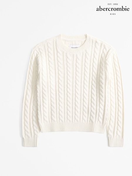 Abercrombie & Fitch Cream Crew Neck Cable Knit Jumper (AL7472) | 2,403 UAH - 2,523 UAH