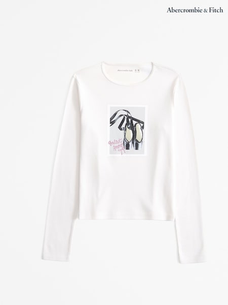 Abercrombie & Fitch Cream Ribbed Graphic Long Sleeve Top (AL7473) | ‏116 د.إ.‏ - ‏ 128‏ د.إ.