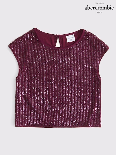 Abercrombie & Fitch Red Sequin Occasion Sleeveless Cropped Top (AL7477) | $92 - $97