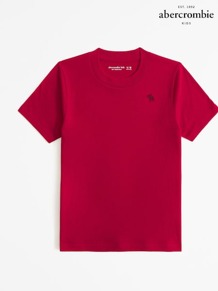 Abercrombie & Fitch Red Short Sleeve Icon Logo Crew Neck 100% Cotton T-Shirt (AL7478) | AED38 - AED43