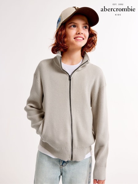 Abercrombie & Fitch Natural Ribbed Zip-Up Jacket (AL7483) | €28 - €29