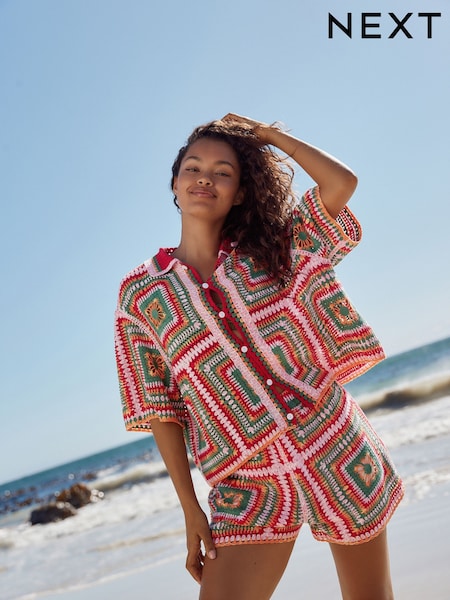 Bright Multi Square Crochet Shorts with Cotton (AL7615) | €42