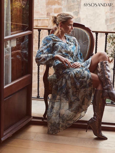 Sosandar Green Paisley Floral Print Tiered Hem Midi Dress (AL7669) | 4,746 UAH