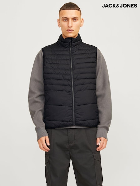 JACK & JONES Black Packable Padded Collarless Gilet (AL7678) | €26