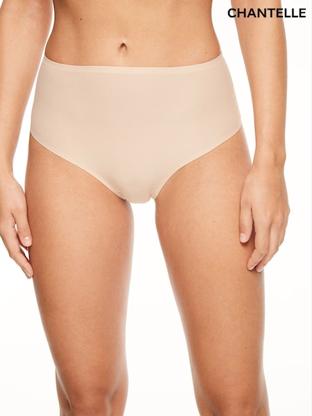 Телесный - Chantelle Soft Stretch Seamless One Size High Waisted 100% Cotton Thong (AL7680) | €23