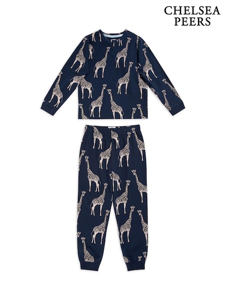 Chelsea Peers Kids Organic Cotton Giraffe Print Long Pyjama Set (AL7687) | €42