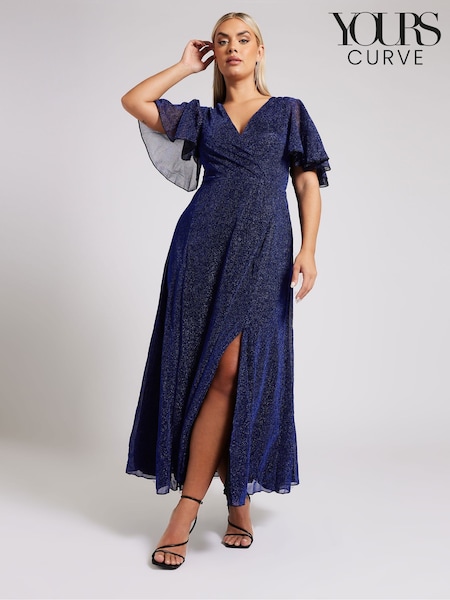 Sininen - Yours Curve London Metallic Wrap Maxi Dress (AL7705) | €117