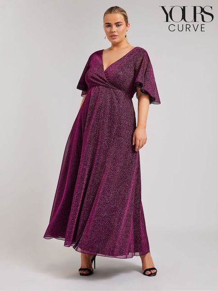 Vaaleanpunainen - Yours Curve London Metallic Wrap Maxi Dress (AL7713) | €117