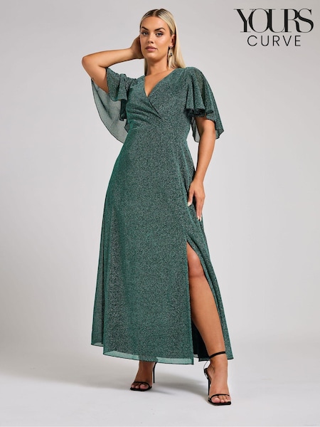 Vihreä - Yours Curve London Metallic Wrap Maxi Dress (AL7731) | €117