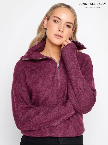 Long Tall Sally Purple Front Funnel Neck Jumper (AL7732) | AED210