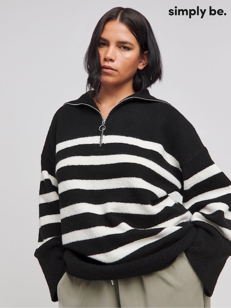 Simply Be Zip Neck Knitted Longline Jumper (AL7738) | 182 LEI