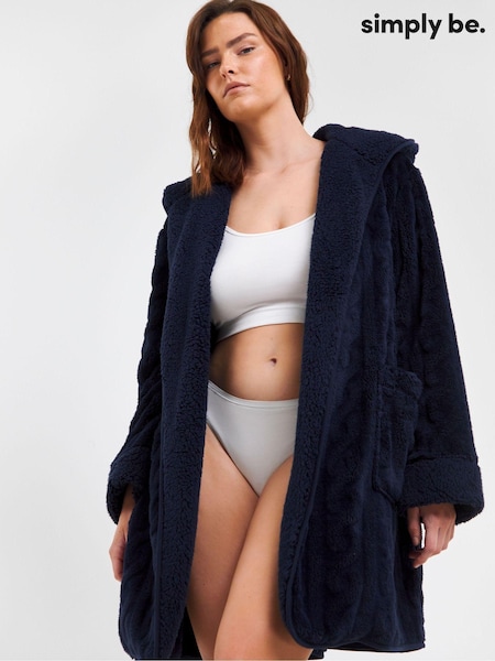 Simply Be Blue Oversized Pretty Secrets Fleece Cardigan (AL7739) | AED96