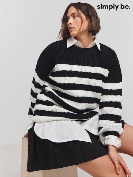 Simply Be Waffle Stripe Jumper (AL7742) | 146 LEI