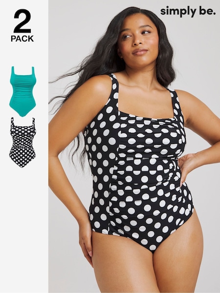 Turquoise/Spot Print - Simply Be Magisculpt 2 Pack Swimsuits (AL7751) | ‏317‏₪