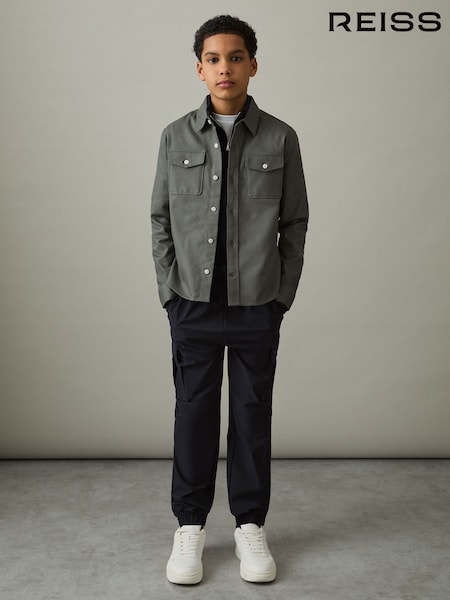 Salvianvihreä - Reiss Whisper Twin Pocket Textured Overshirt (AL7782) | €66