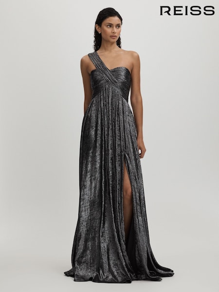 Amur Metallic One Shoulder Maxi Dress (AL7818) | 3,355 QAR