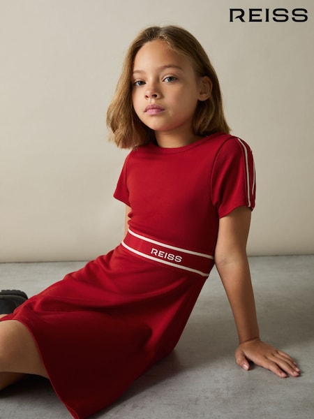 Rot - Reiss Lowri Kleid aus Interlock-Jersey mit Logobund (AL7829) | 69 €